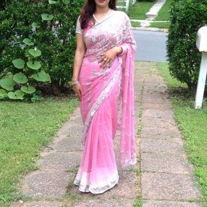 Beautiful pink and white saree